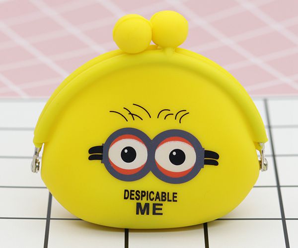 便攜硅膠錢包,卡扣硅膠零錢包,小黃人零錢包